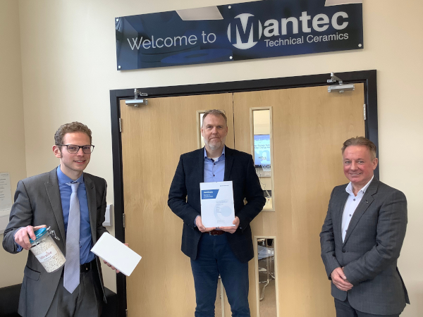 Jack Brereton MP (left), Andy Clark - Mantec CEO (centre), Mark Berrisford - Mantec Sales Director (right)